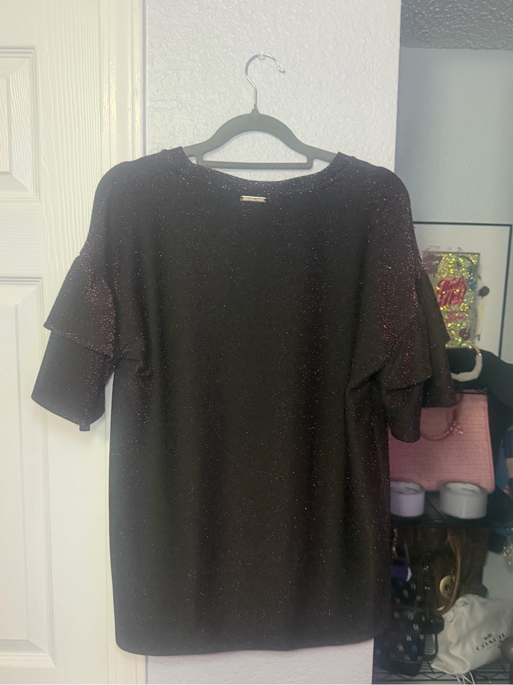 MICHAEL Michael Kors Metallic Plum Short-Sleeve Top - Picture 2 of 6